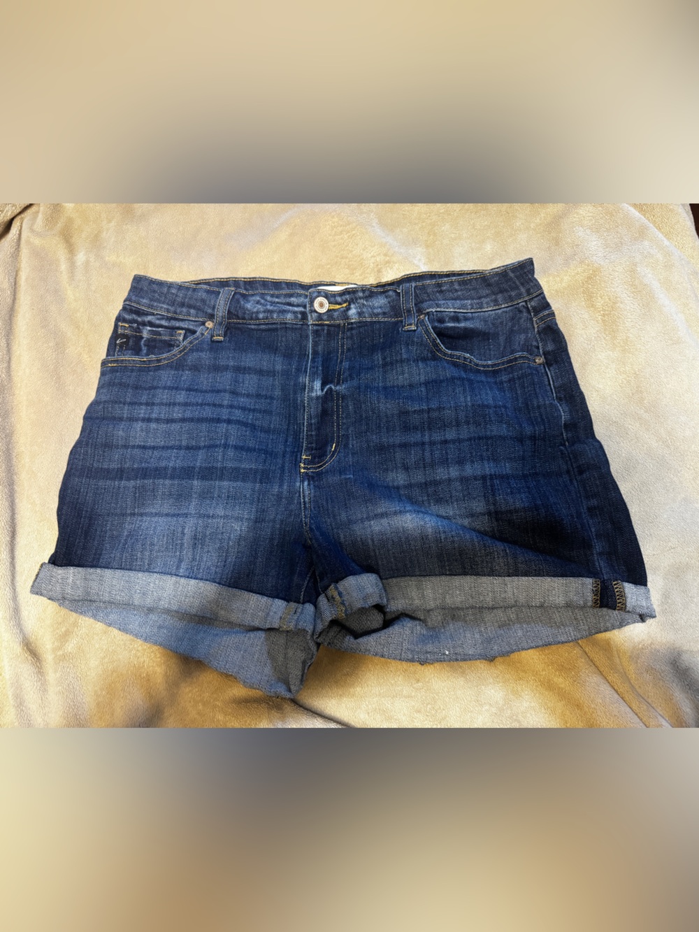Kancan Short Denim Cuffed Jean Shorts in Blue XL